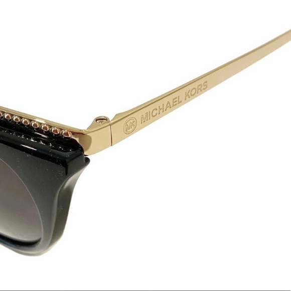 MICHAEL KORS MK 1065 Black Cat Eye Sunglasses With Gold Studded Trim NWT - Picture 6 of 14
